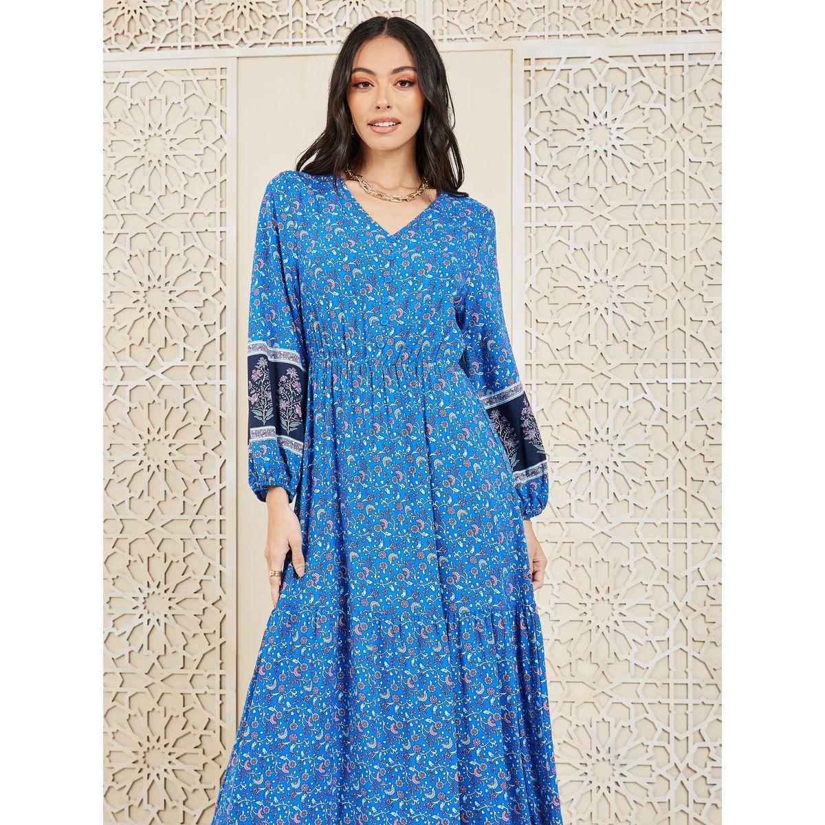 Styli Floral Print Tiered Maxi Dress-women-clothing-dresses-image-2