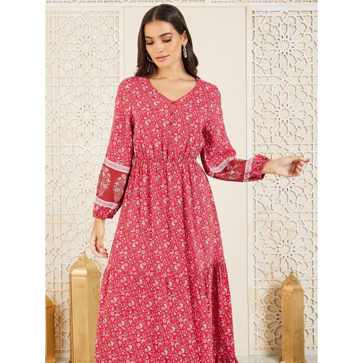 Styli Floral Print Tiered Maxi Dress-women-clothing-dresses-image-2