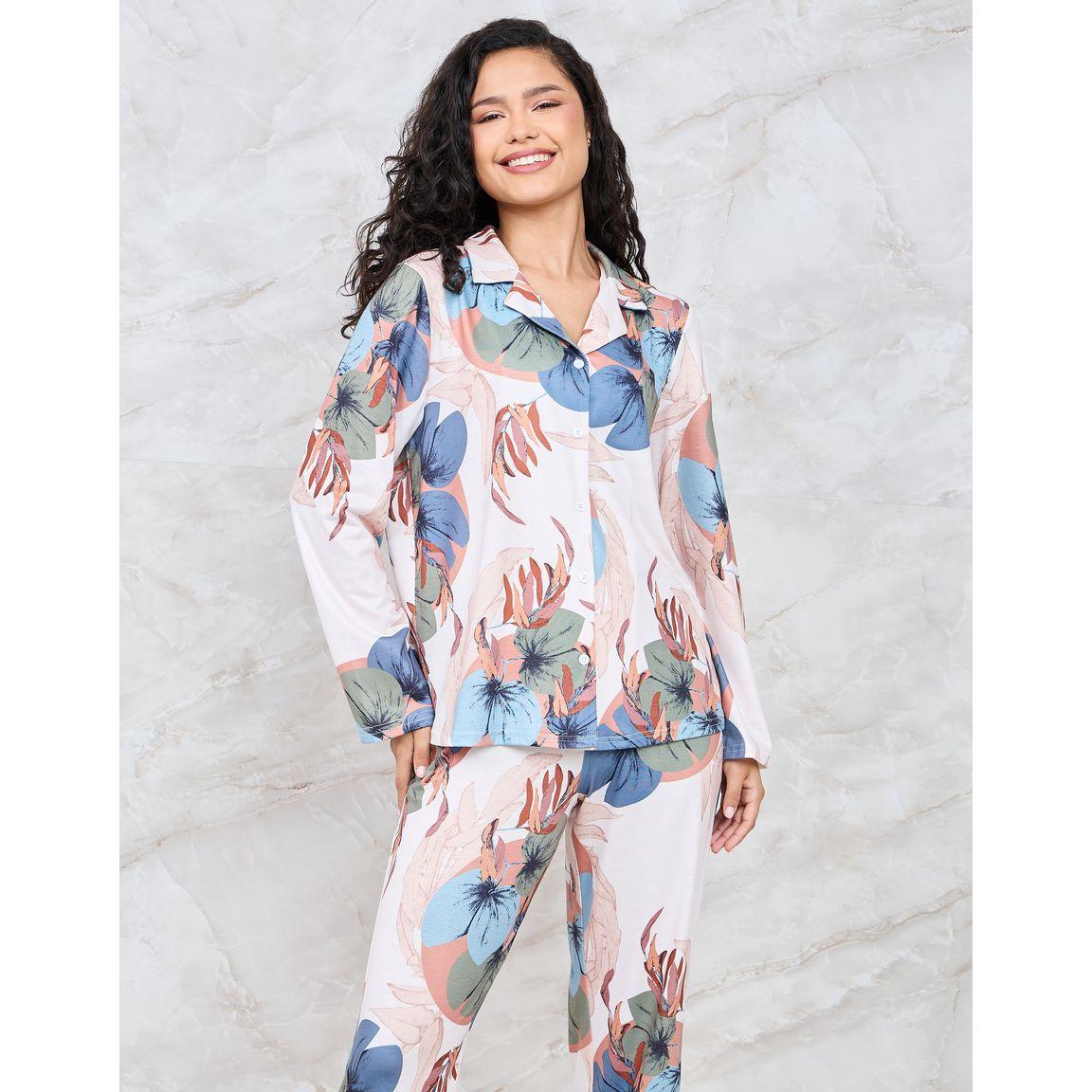 Styli Unwind Floral Print Shirt & Pyjama Set-women-clothing-nightwear-pyjamas-longsets-image-2