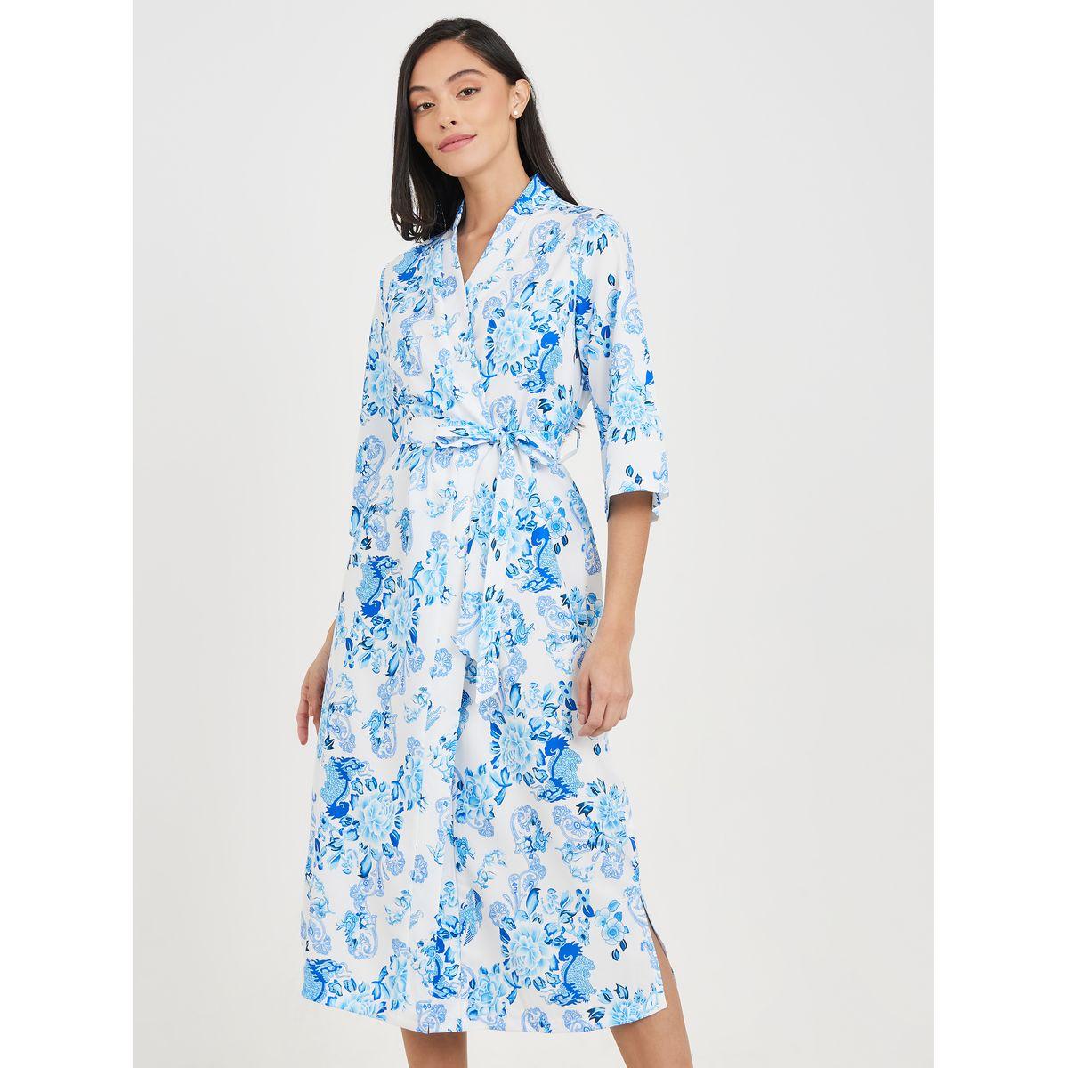 Styli Unwind Floral Print 3/4 Sleeves Midi Robe-women-clothing-nightwear-robes-image-2