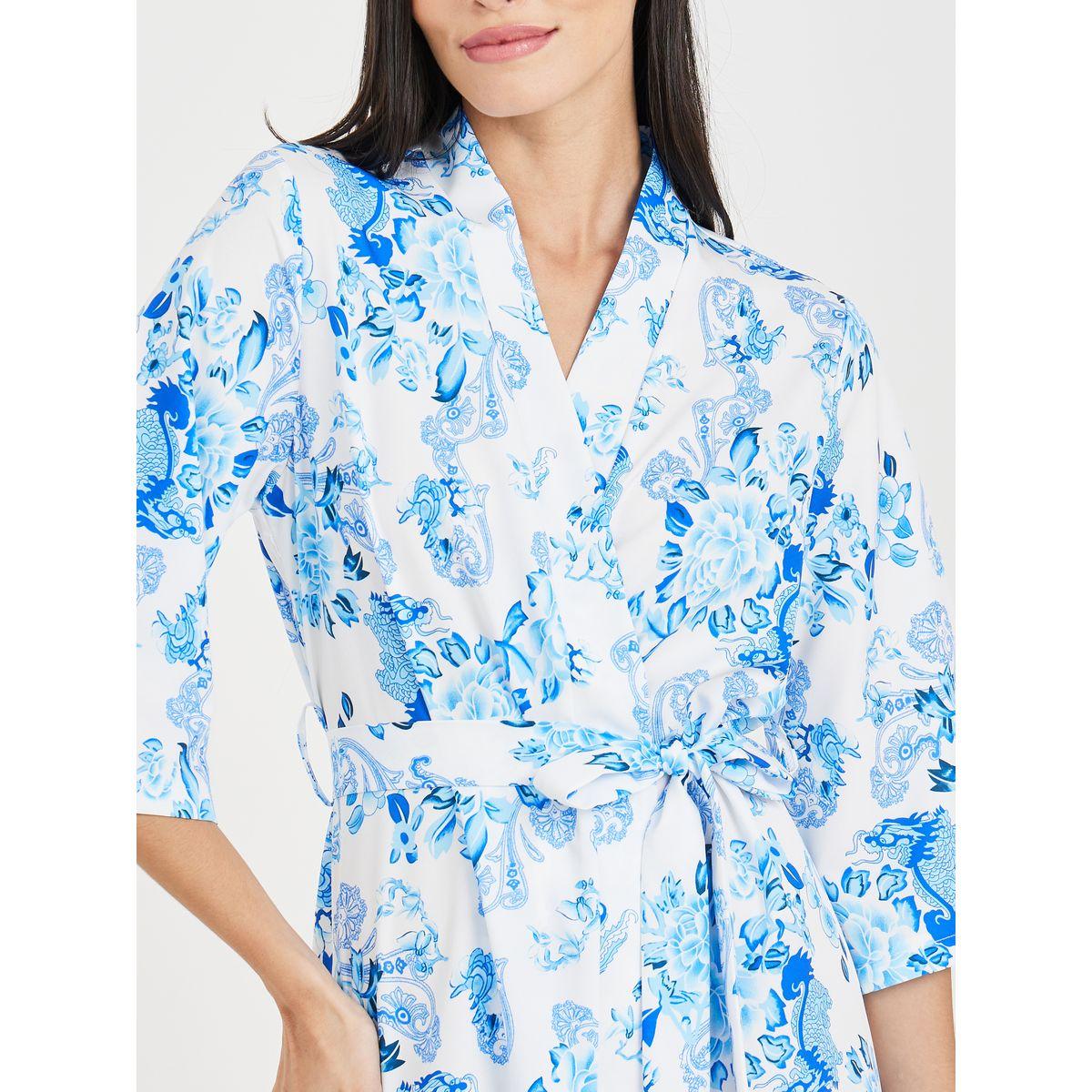 Styli Unwind Floral Print 3/4 Sleeves Midi Robe-women-clothing-nightwear-robes-image-3