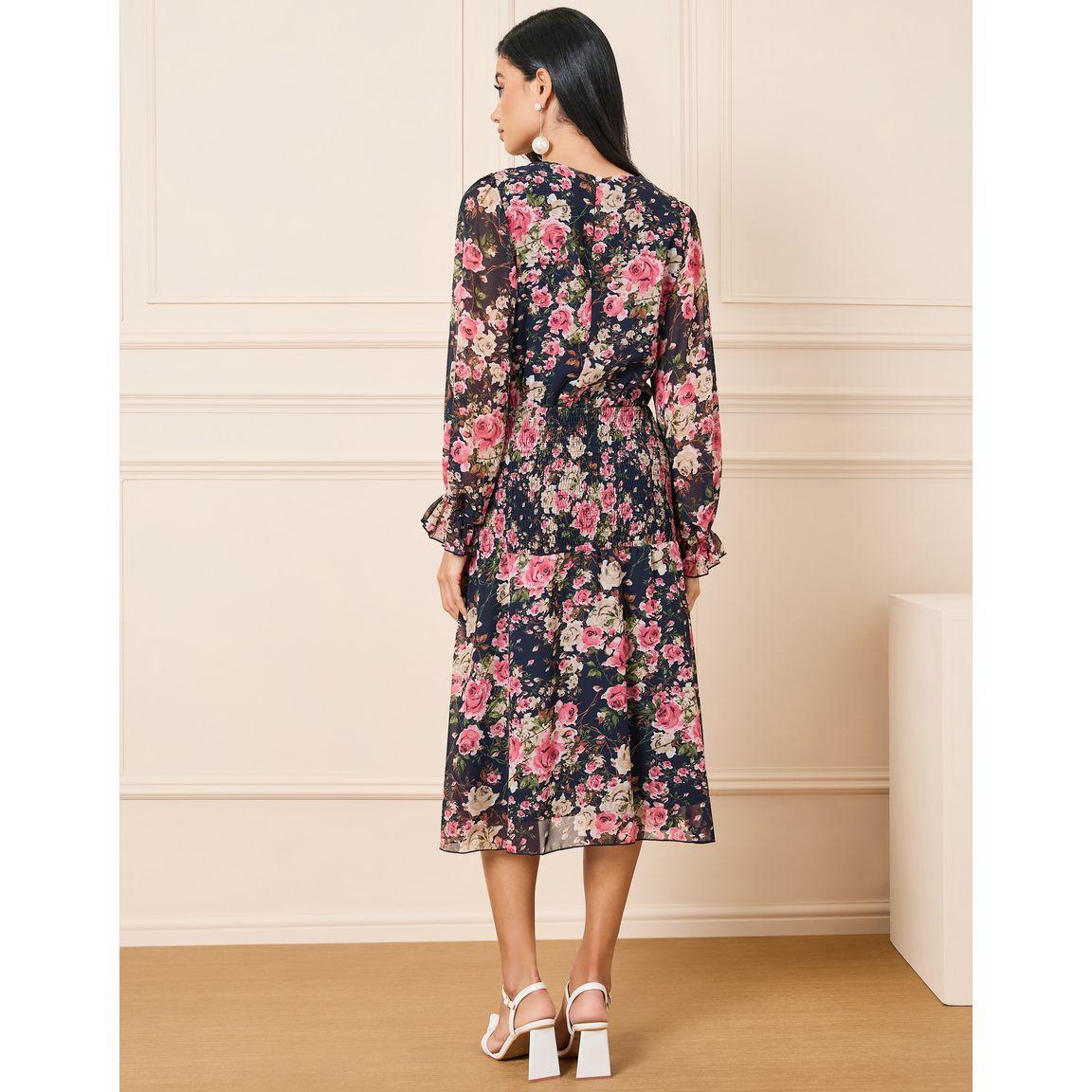 فستان ميدي مطبع بطبعة زهور-women-clothing-dresses-image-4