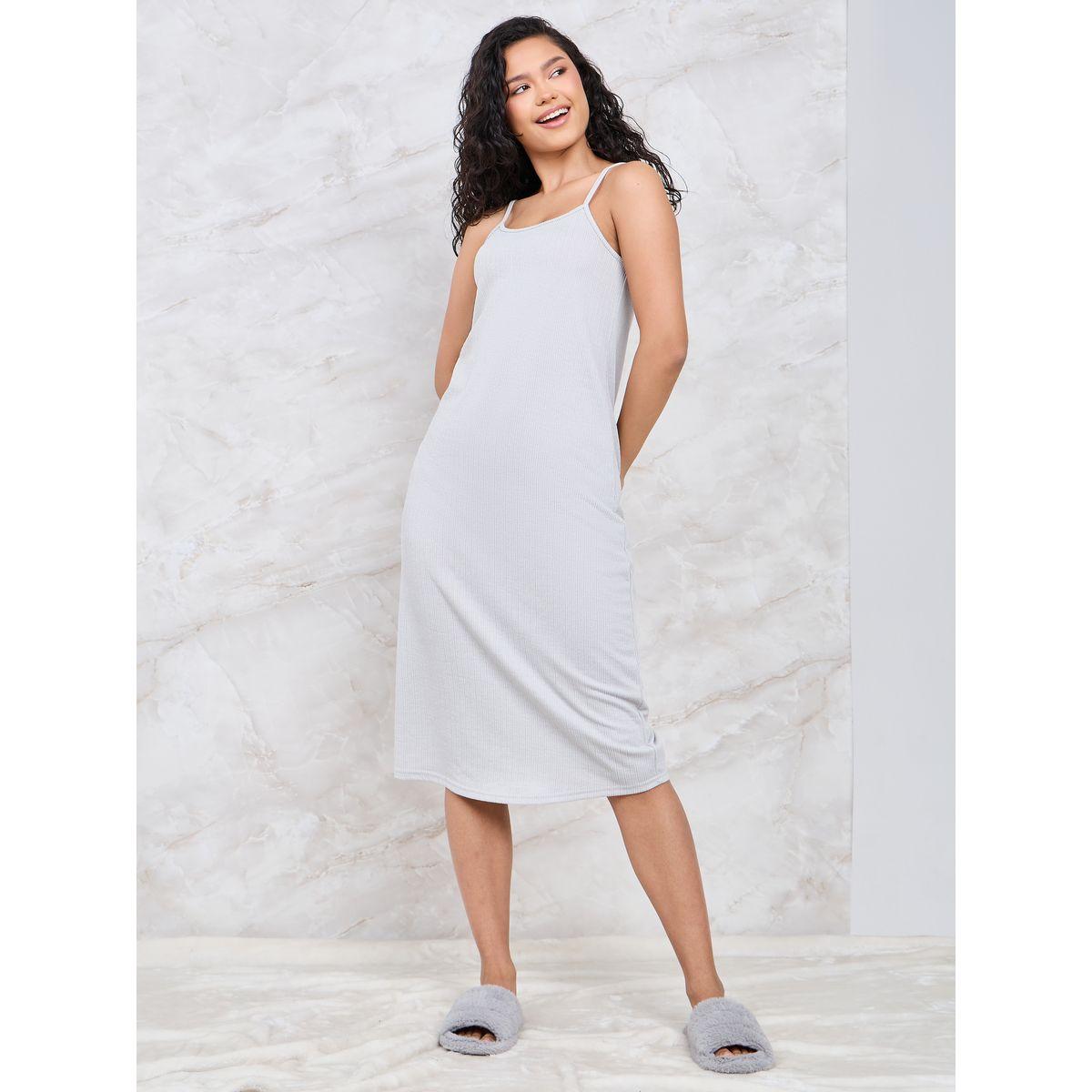 Styli Unwind Solid Rib Slip Dress-women-clothing-nightwear-nighties-image-1