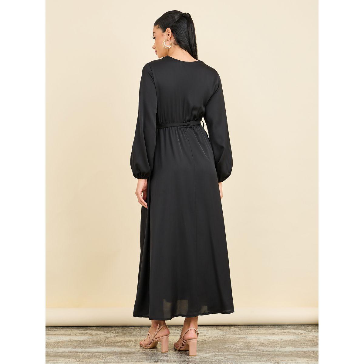 Styli Lace Trim V Neck A-Line Midi Dress with Self Tie  Up-women-clothing-dresses-image-4