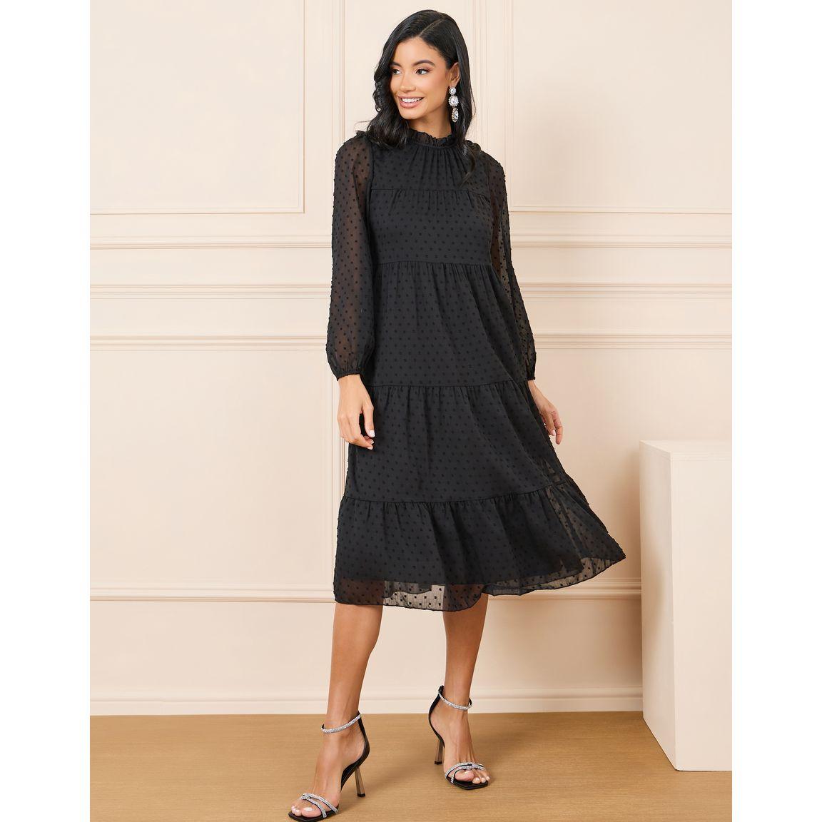 Styli Dobby High Neck Tiered Midi Dress-women-clothing-dresses-image-2