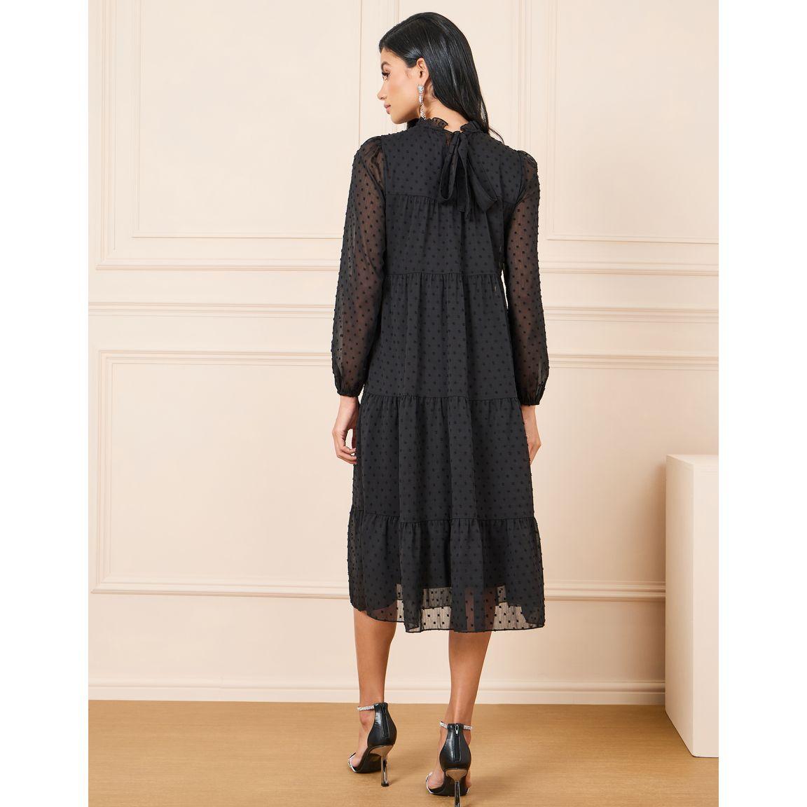 Styli Dobby High Neck Tiered Midi Dress-women-clothing-dresses-image-4