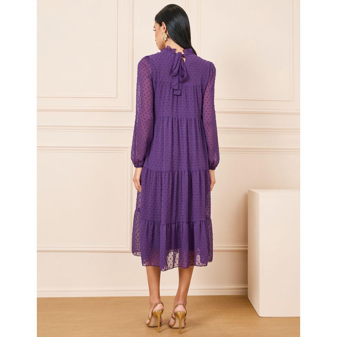 Styli Dobby High Neck Long Sleeves Tiered Midi Dress-women-clothing-dresses-image-4