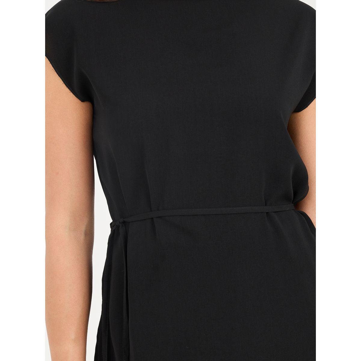 بنطال بأرجل واسعة مع بلوزة سادة بياقة دائرية-women-clothing-coordsets-image-3