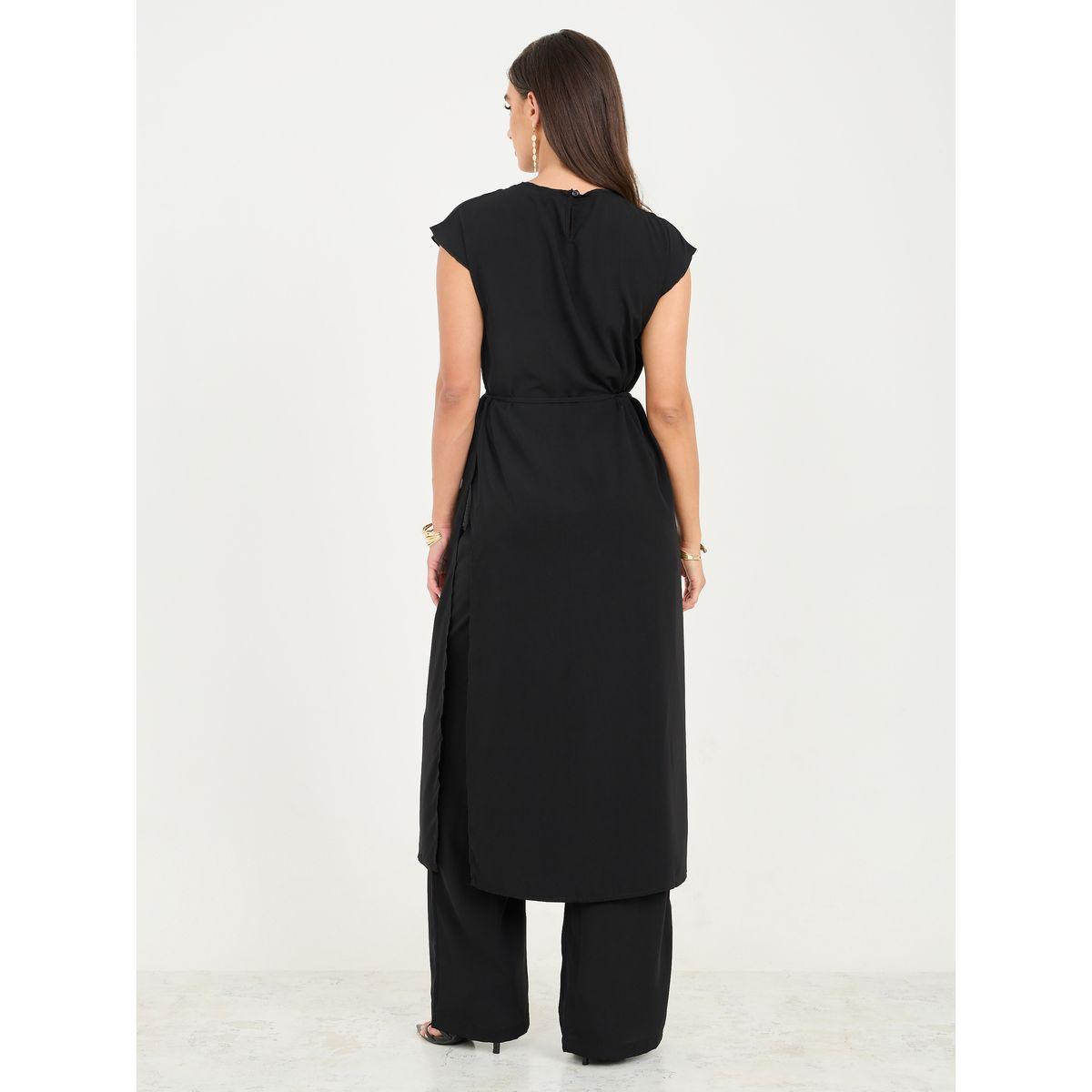 Styli Solid Round Neck Longline Top and Wide Leg Pant Set-women-clothing-coordsets-image-4