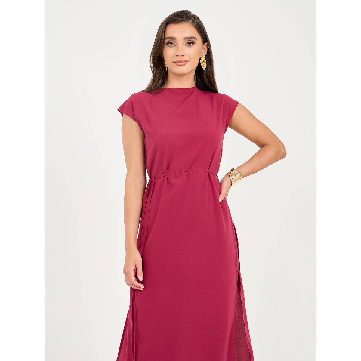 Styli Solid Round Neck Longline Top and Wide Leg Pant Set-women-clothing-coordsets-image-2