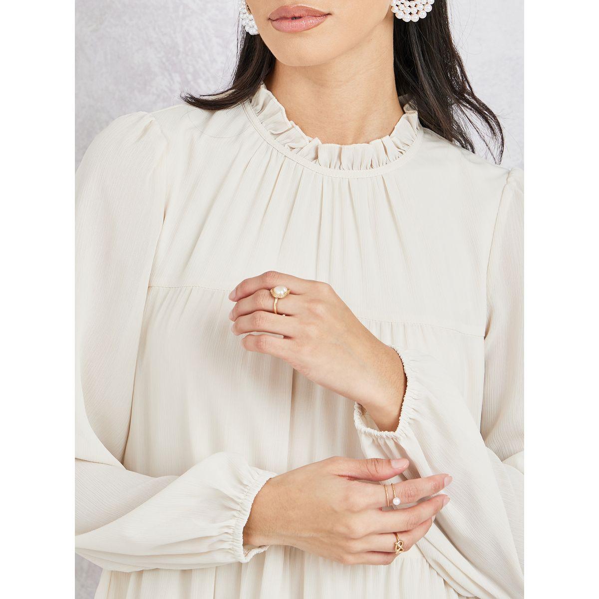 فستان ميدي بياقة عالية وكشكش-women-clothing-dresses-image-3