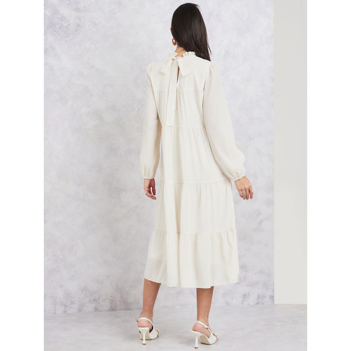 فستان ميدي بياقة عالية وكشكش-women-clothing-dresses-image-4