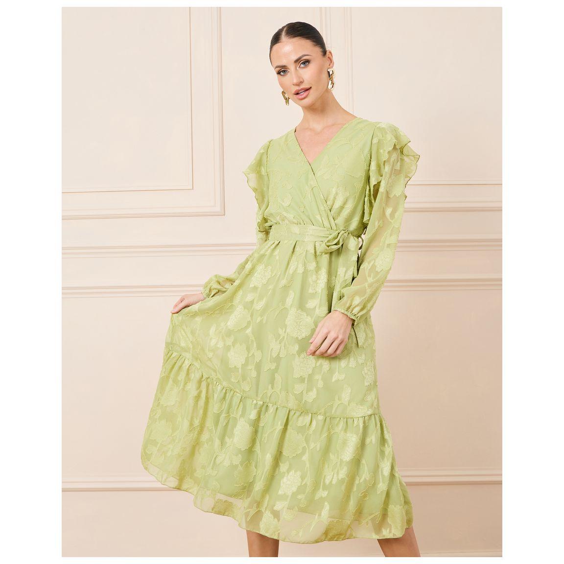 فستان ميدي بنمط لف وكشكش-women-clothing-dresses-image-1