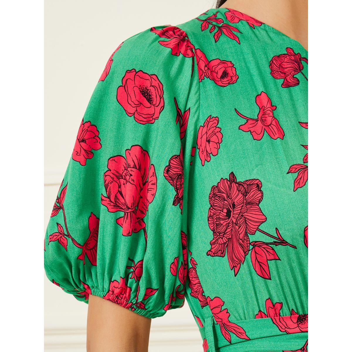 Styli Floral Print One Shoulder Sleeves A-Line Maxi Dress-women-clothing-dresses-image-3