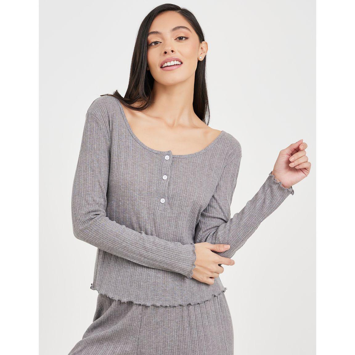 طقم بيجاما من تيشيرت باكمام طويلة وبنطال-women-clothing-nightwear-pyjamas-longsets-image-3