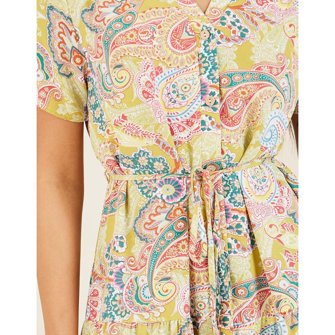 Styli Paisley Print Collared Tiered Midi Dress with Self Tie-women-clothing-dresses-image-3