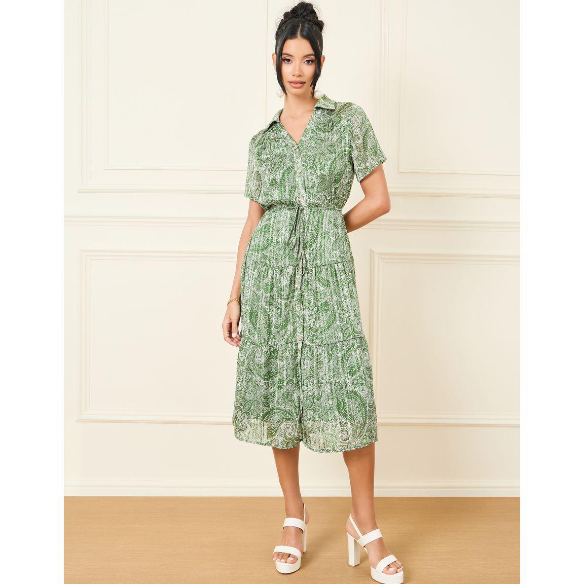 فستان بطبعة بيزلي مع رباط خصر-women-clothing-dresses-image-1