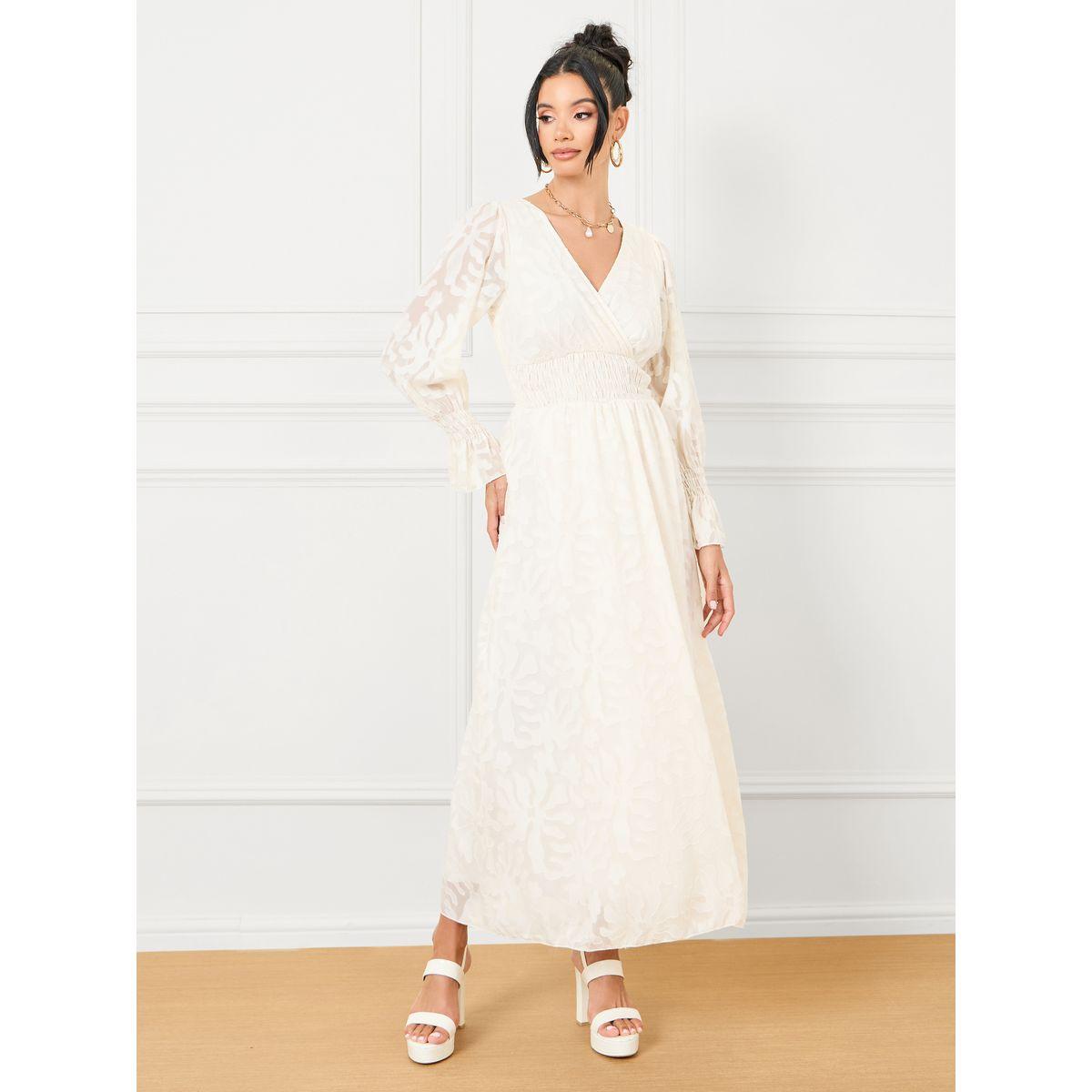 Styli Burnout Textured Smocked Waist Detail A-Line Maxi Dress-women-clothing-dresses-image-1