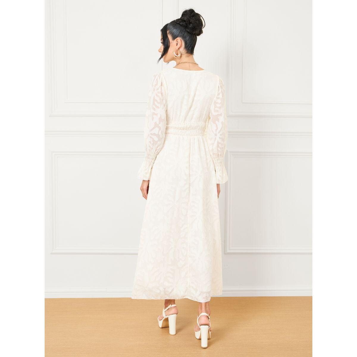 Styli Burnout Textured Smocked Waist Detail A-Line Maxi Dress-women-clothing-dresses-image-4