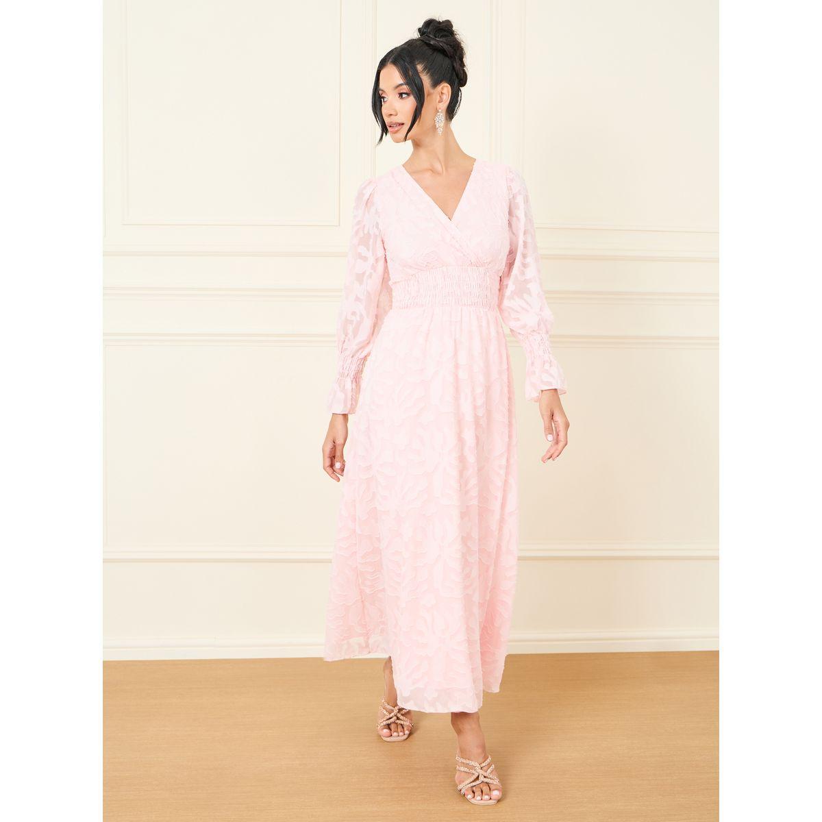 Styli Burnout Textured Smocked Waist Detail A-Line Maxi Dress-women-clothing-dresses-image-1