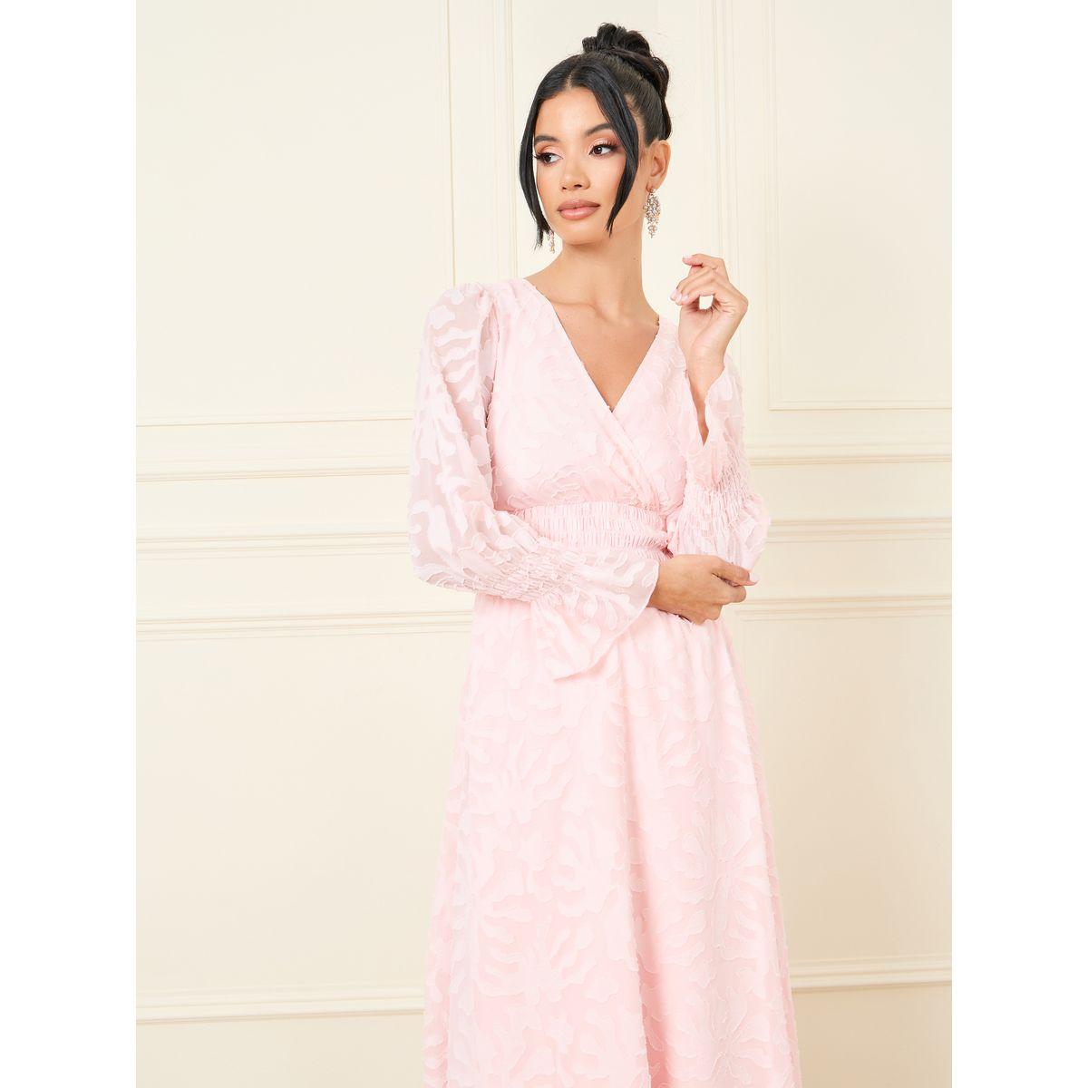 Styli Burnout Textured Smocked Waist Detail A-Line Maxi Dress-women-clothing-dresses-image-2