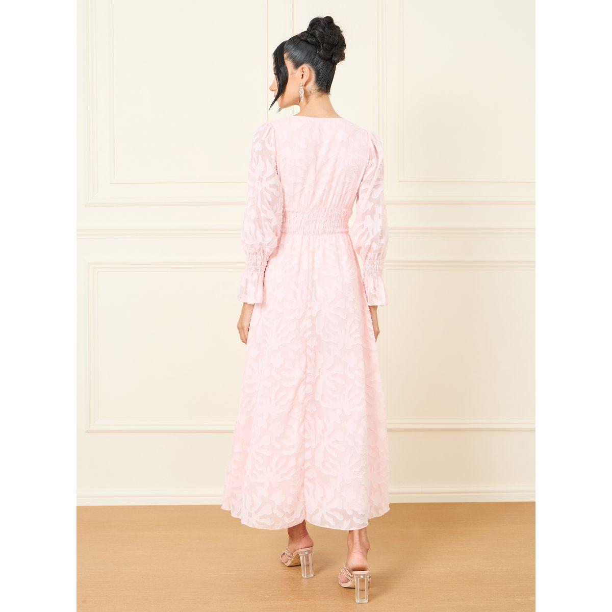 Styli Burnout Textured Smocked Waist Detail A-Line Maxi Dress-women-clothing-dresses-image-4