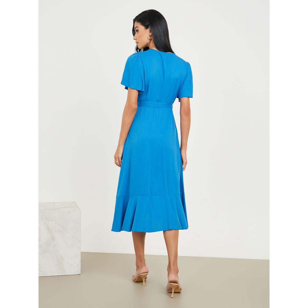 Styli Ruffle Asymmetric Hem Wrap Midi Dress-women-clothing-dresses-image-4