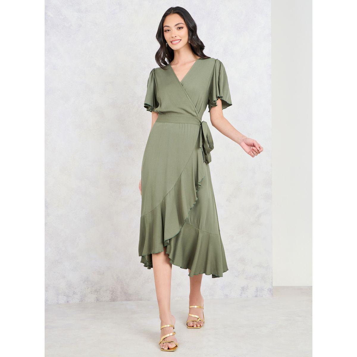 Styli Ruffle Asymmetric Hem Wrap Midi Dress-women-clothing-dresses-image-1