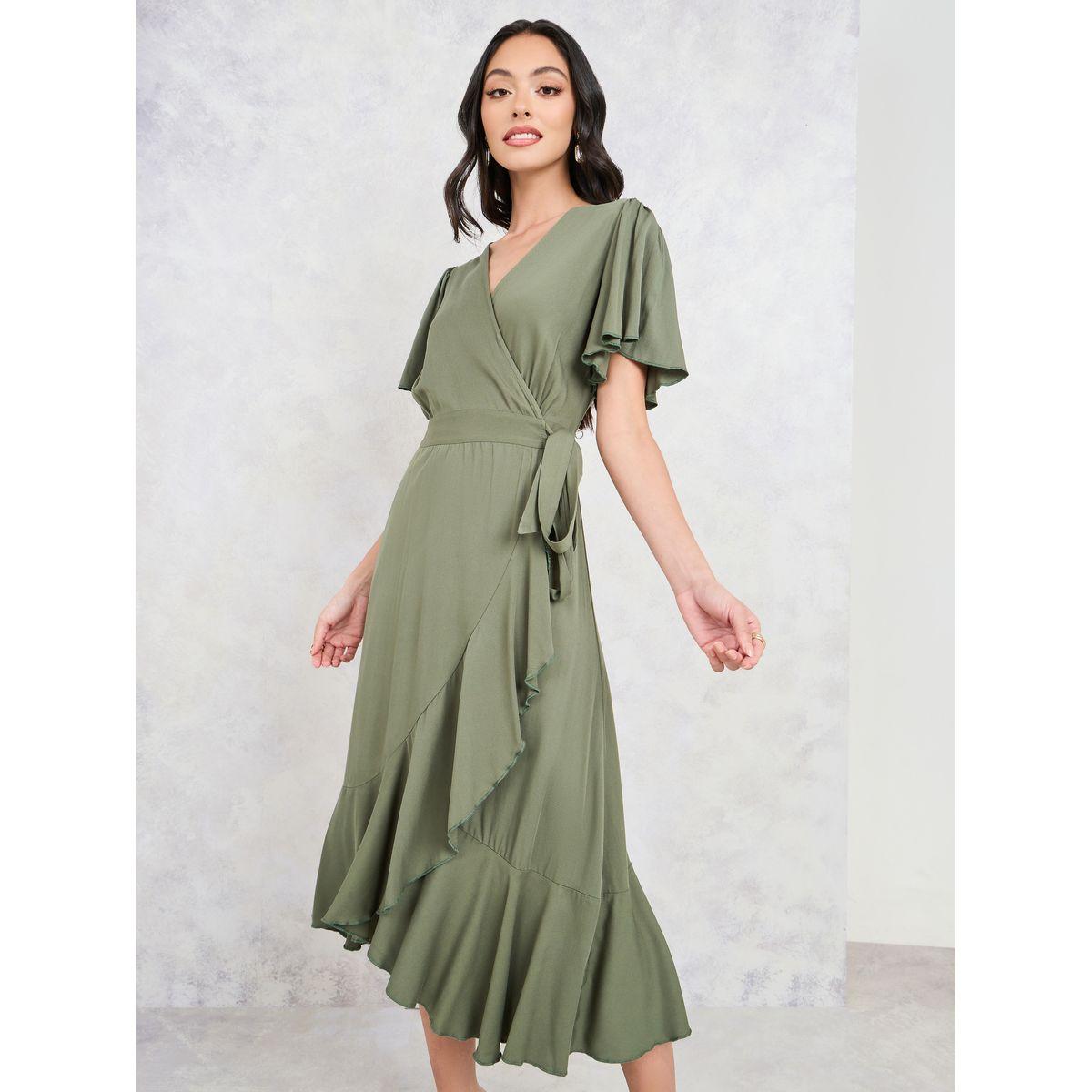 Styli Ruffle Asymmetric Hem Wrap Midi Dress-women-clothing-dresses-image-2