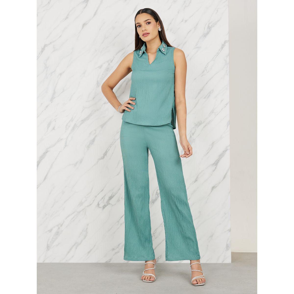 مجموعة من بنطال بارجل مستقيمة مع بلوزة-women-clothing-coordsets-image-1