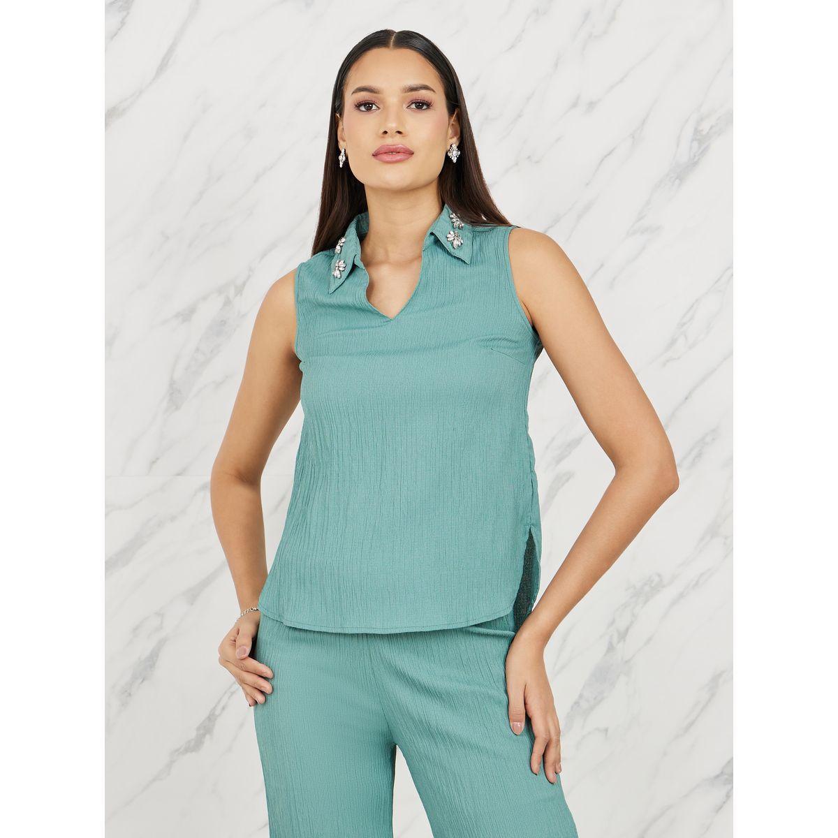 مجموعة من بنطال بارجل مستقيمة مع بلوزة-women-clothing-coordsets-image-2