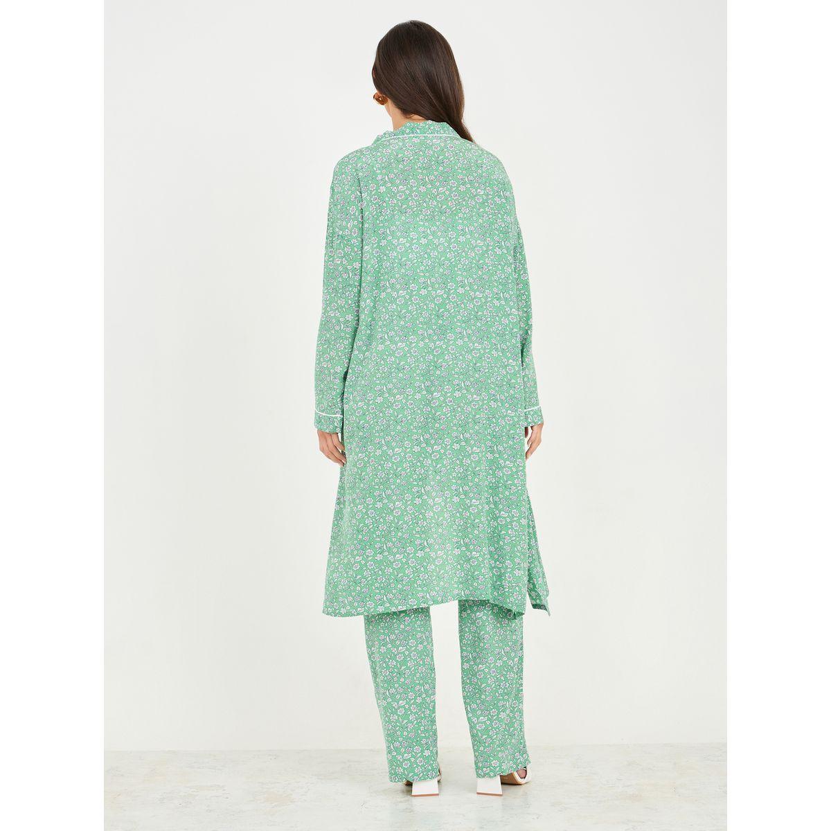 Styli Ditsy Floral Print Midi Kimono and Wide Leg Pant Set-women-clothing-coordsets-image-4