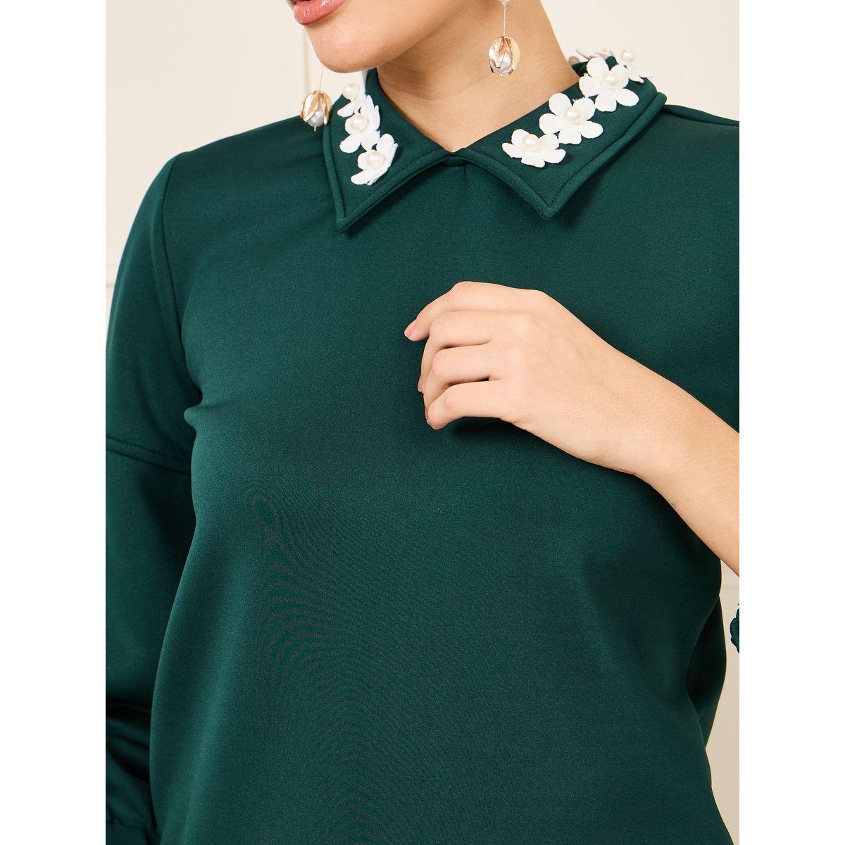 مجموعة من تنورة مع بلوزة بياقة بيتر بان-women-clothing-coordsets-image-4