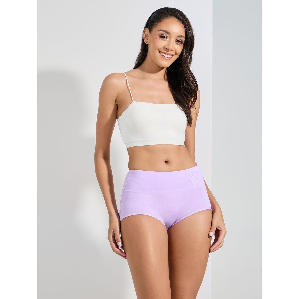 Styli Pack of 2 - Wide Waistband Embossed Flower Cotton Full Briefs-women-clothing-lingerie-panties-image-2