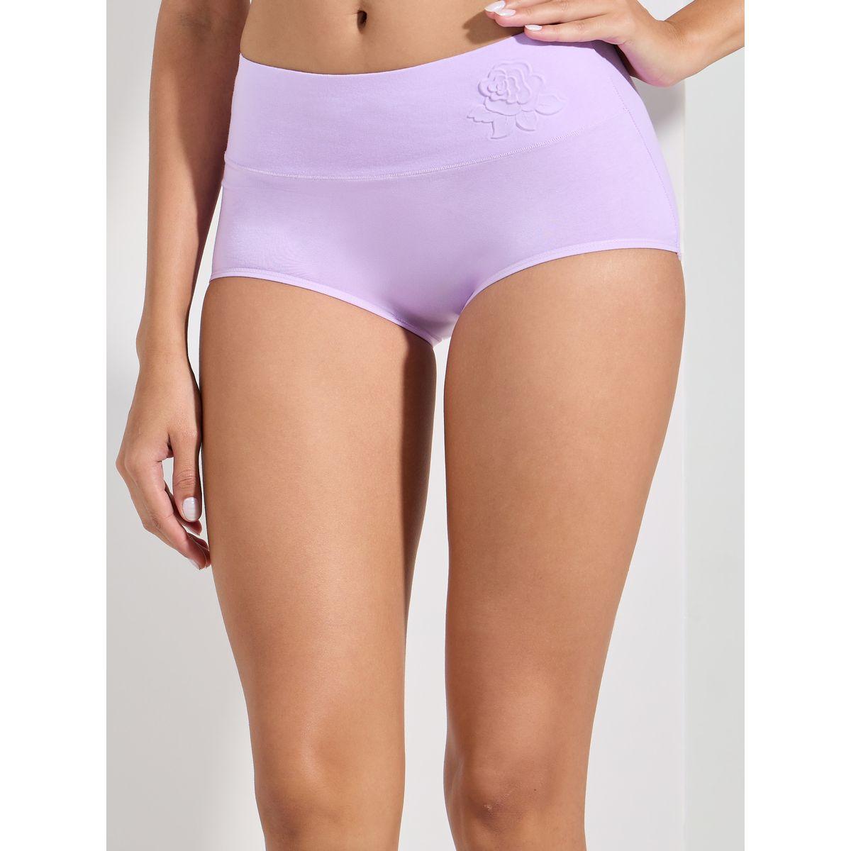 Styli Pack of 2 - Wide Waistband Embossed Flower Cotton Full Briefs-women-clothing-lingerie-panties-image-3