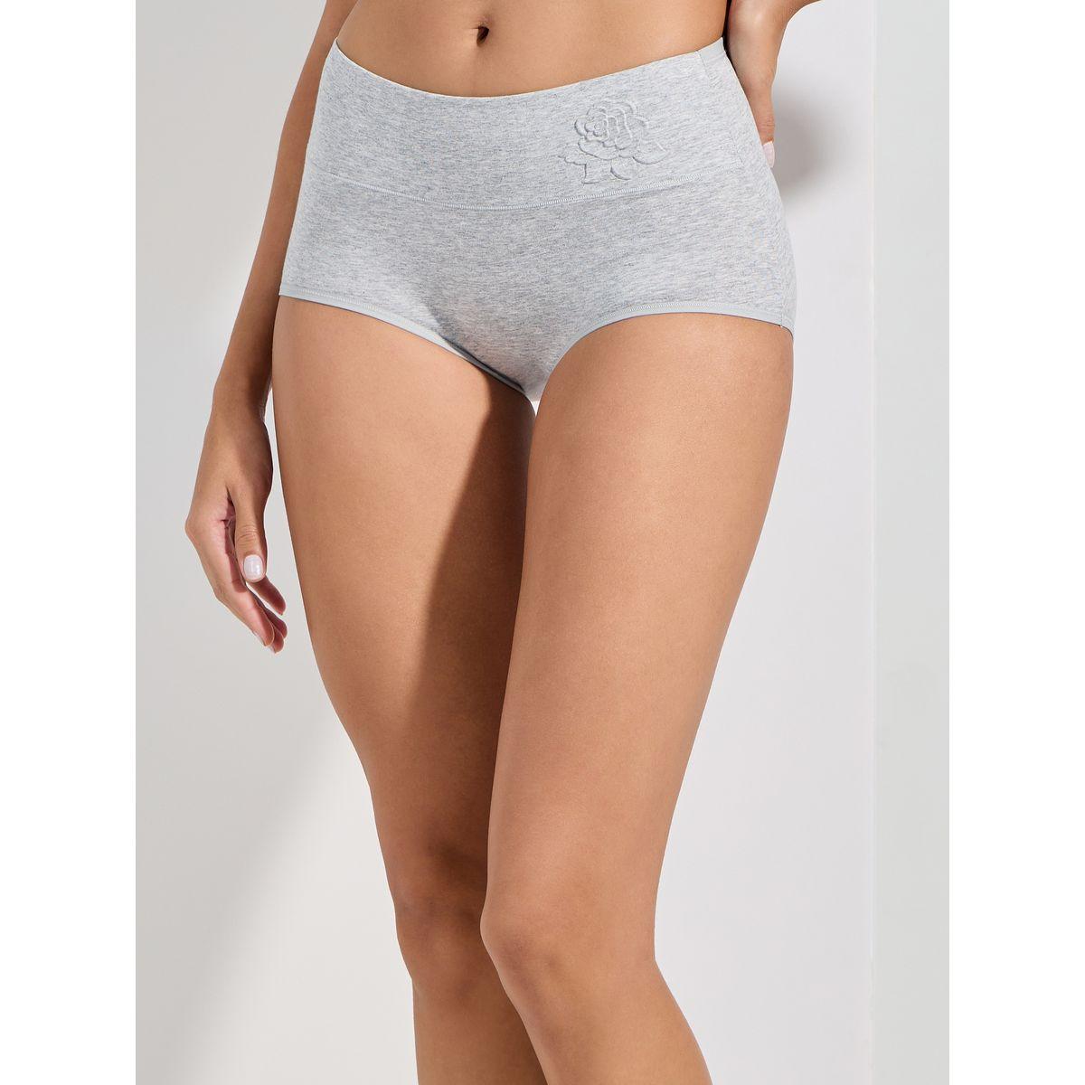 Styli Pack of 2 - Wide Waistband Embossed Flower Cotton Full Briefs-women-clothing-lingerie-panties-image-6