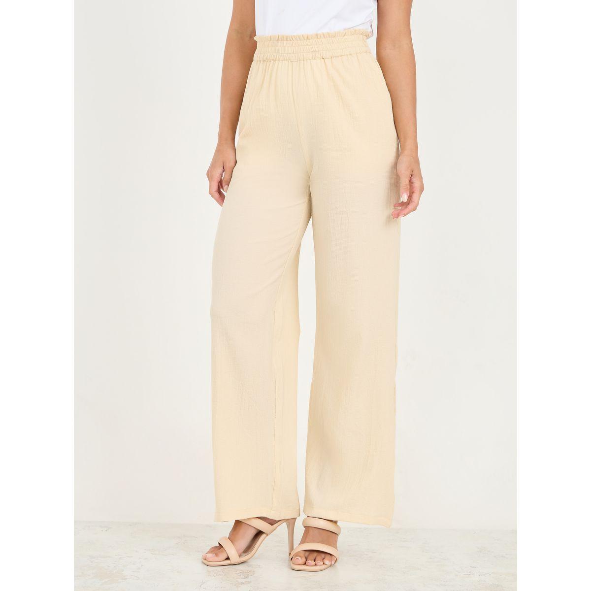بنطال بأرجل واسعة مع بلوزة بتفاصيل بارزة الملمس-women-clothing-coordsets-image-5