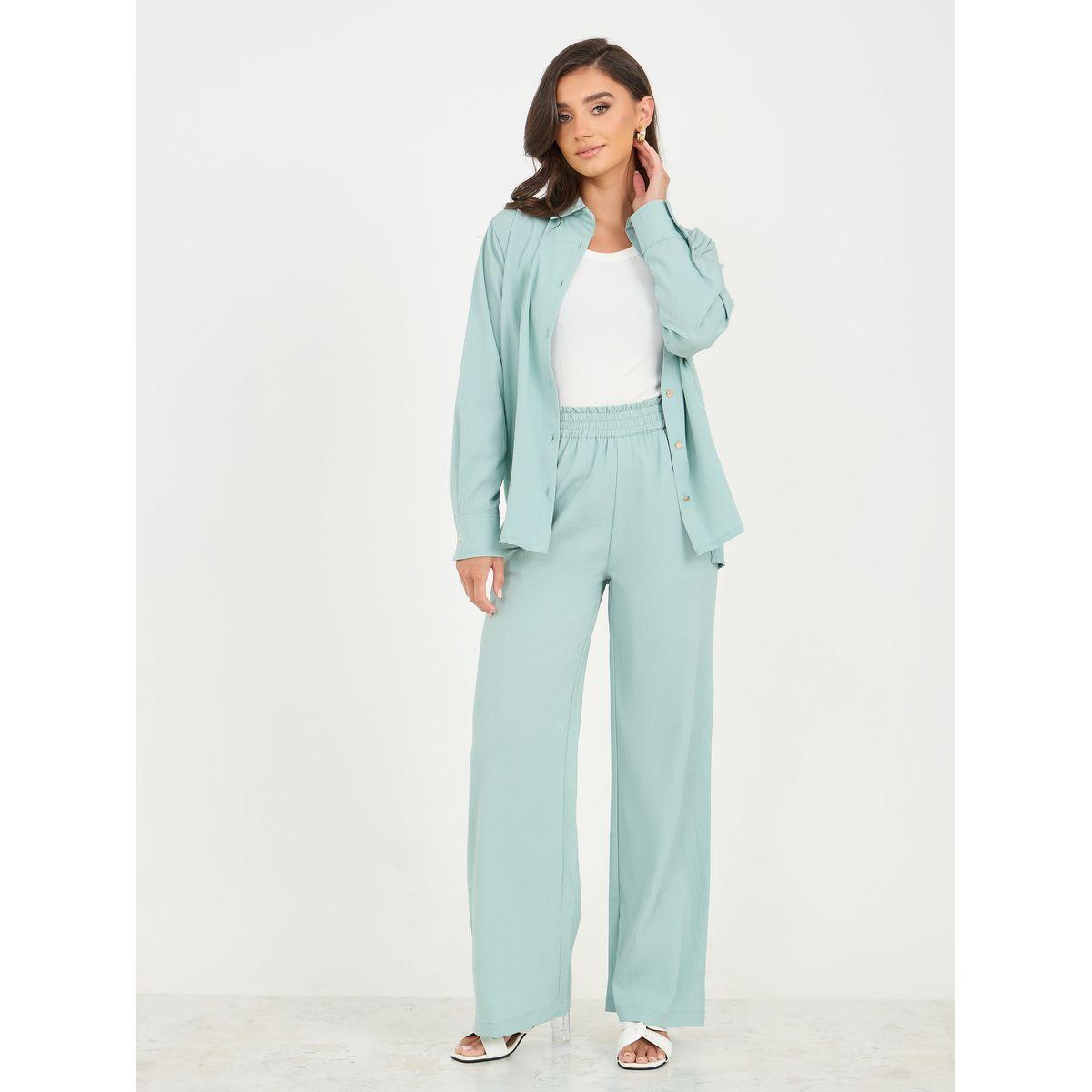 Styli Textured Shirt and Wide Leg Pant Set-women-clothing-coordsets-image-1