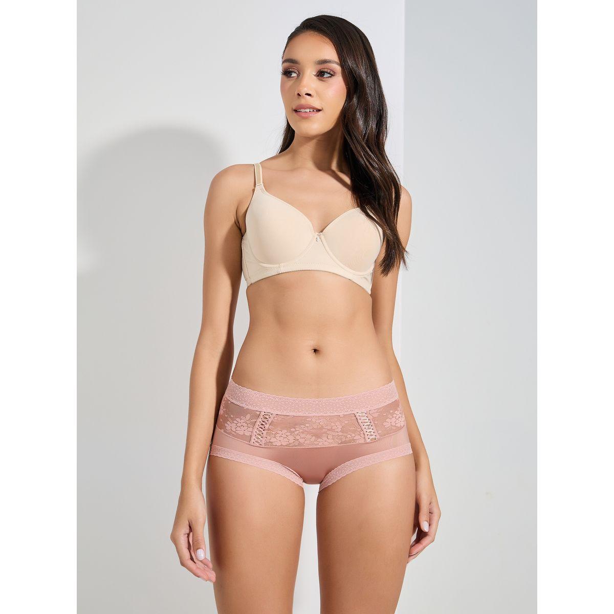 Styli Pack of 2 - Floral Lace Insert Full Brief with Scalloped Edge Lace Trim-women-clothing-lingerie-panties-image-2