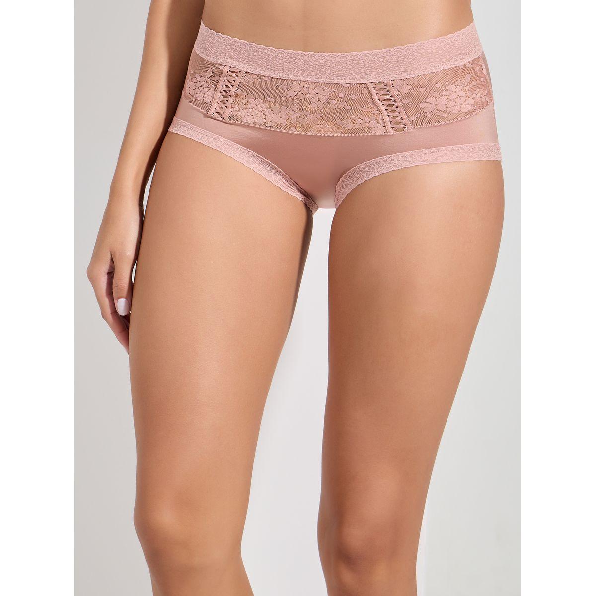 Styli Pack of 2 - Floral Lace Insert Full Brief with Scalloped Edge Lace Trim-women-clothing-lingerie-panties-image-3