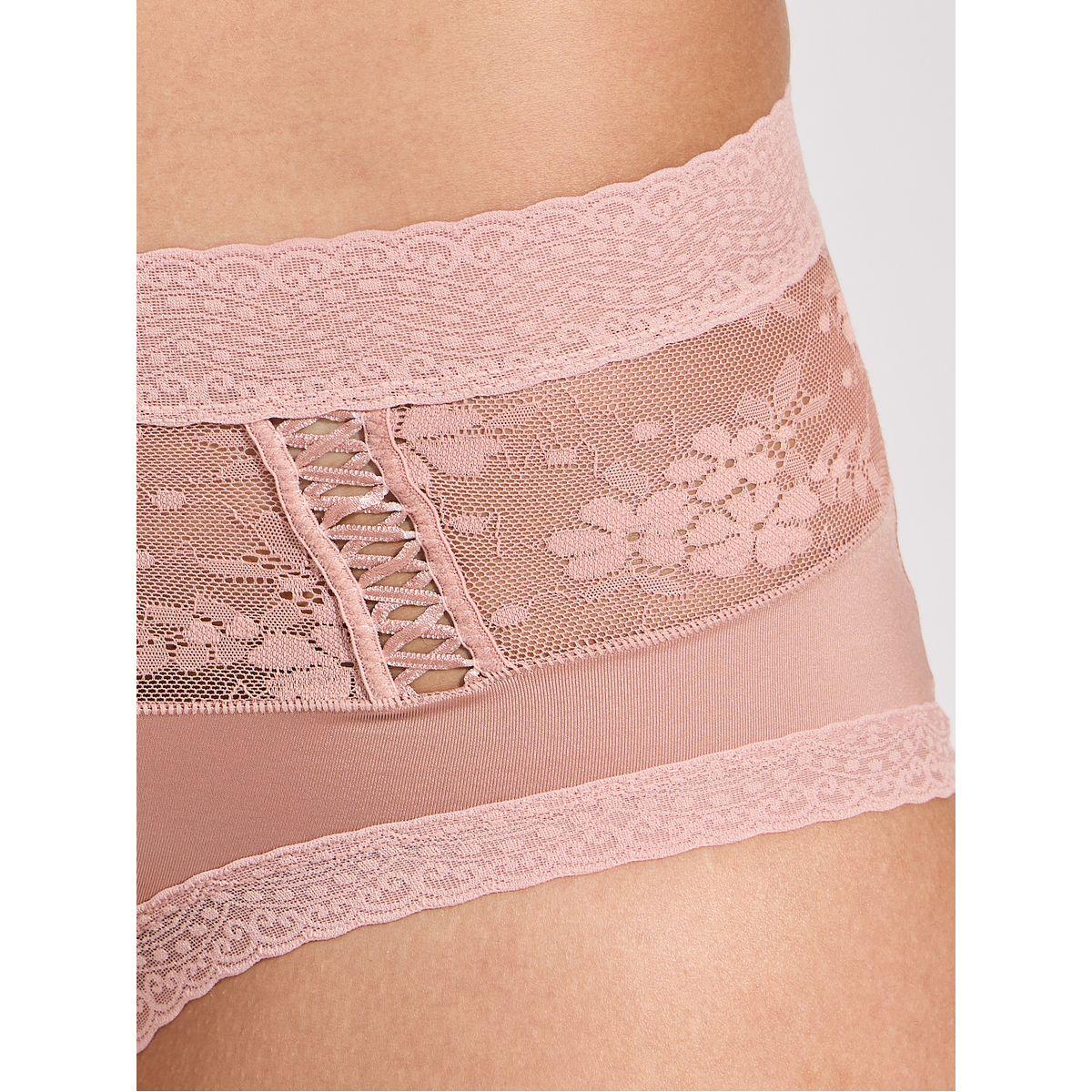 Styli Pack of 2 - Floral Lace Insert Full Brief with Scalloped Edge Lace Trim-women-clothing-lingerie-panties-image-4
