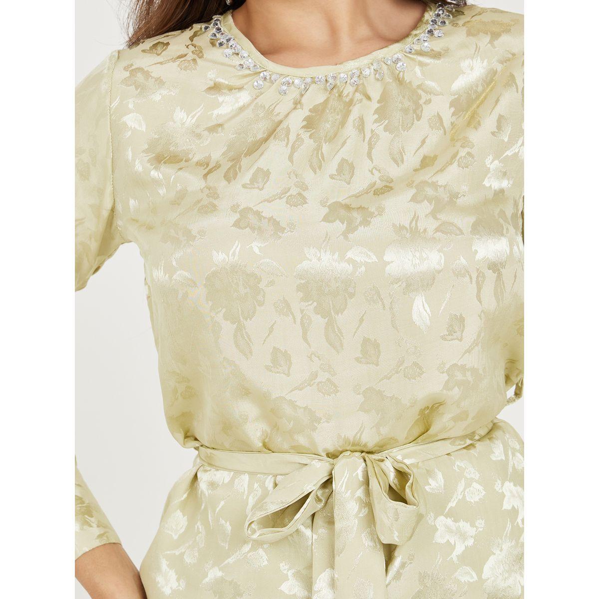 طقم منسق من بنطال بارجل واسعة مع بلوزة بنسيج جاكار-women-clothing-coordsets-image-3