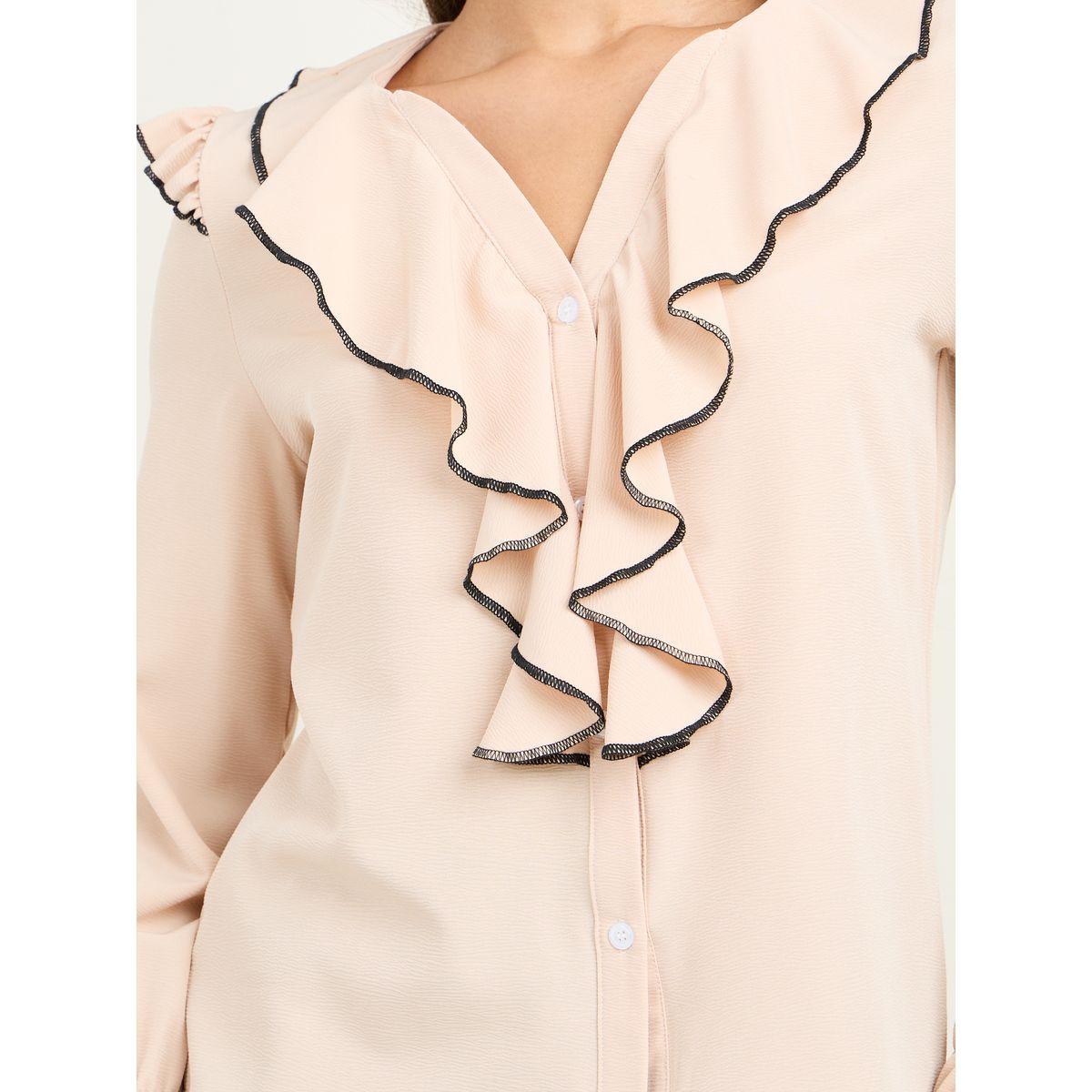 Styli Ruffle Detail V Neck Blouse-women-clothing-shirtsandblouses-blouses-image-4