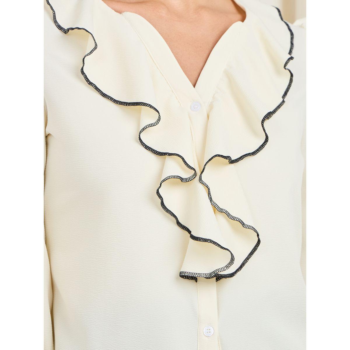 Styli Ruffle Detail V Neck Blouse-women-clothing-shirtsandblouses-blouses-image-4