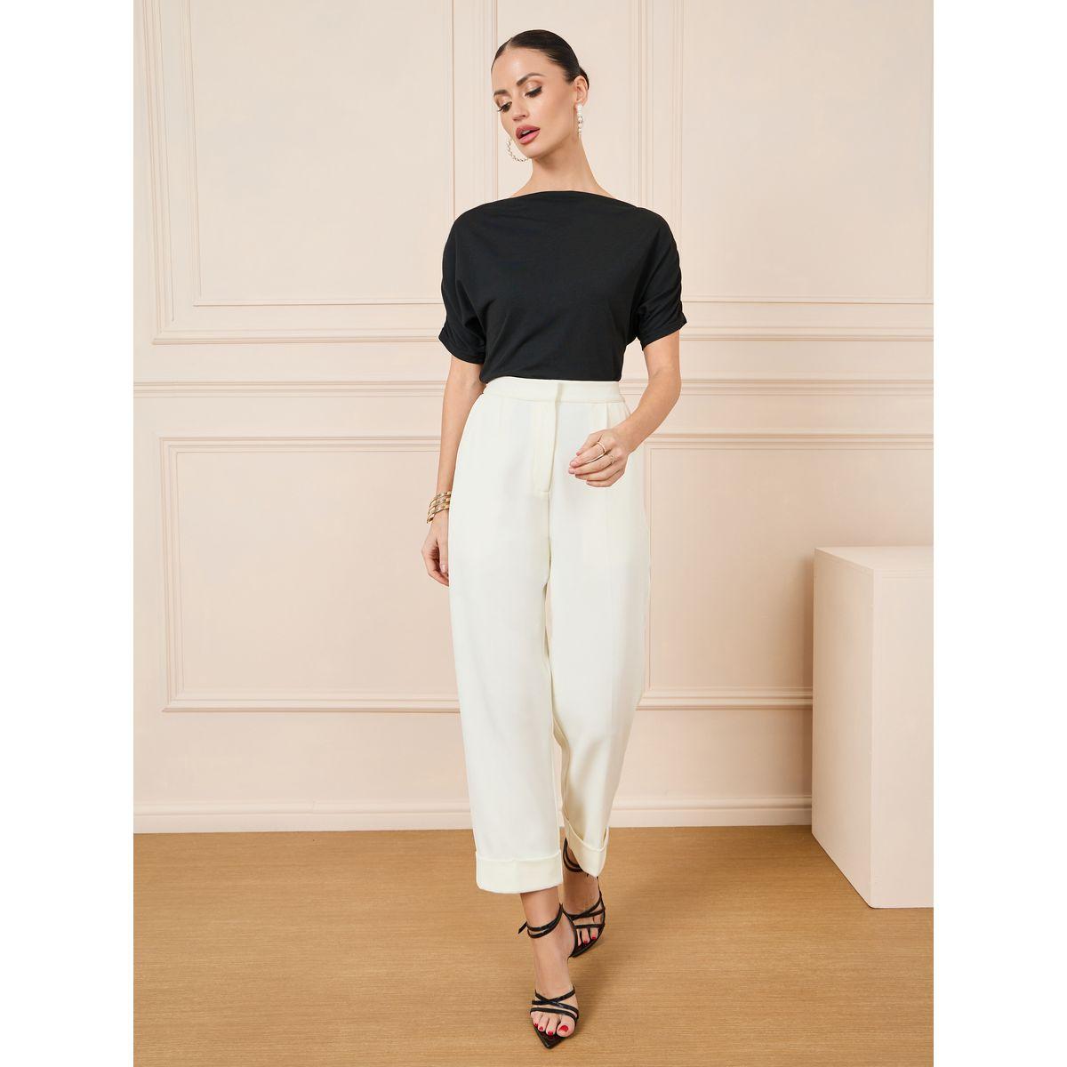 Styli Ruched Sleeve Boat Neck Fitted T-Shirt-women-clothing-tshirts-image-3