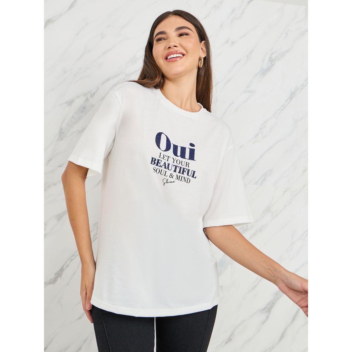 Styli Embellished Let your Beautiful Soul Oversized T-shirt-women-clothing-tshirts-image-1