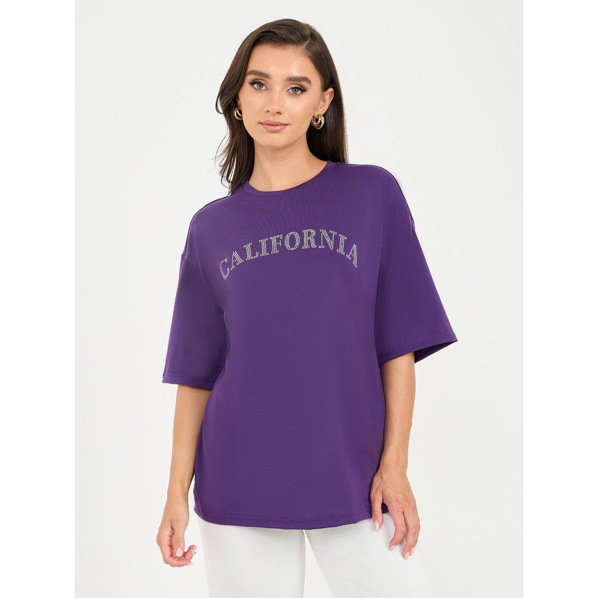 Styli Oversized Embellished Detail Drop Shoulder T-Shirt-women-clothing-tshirts-image-1