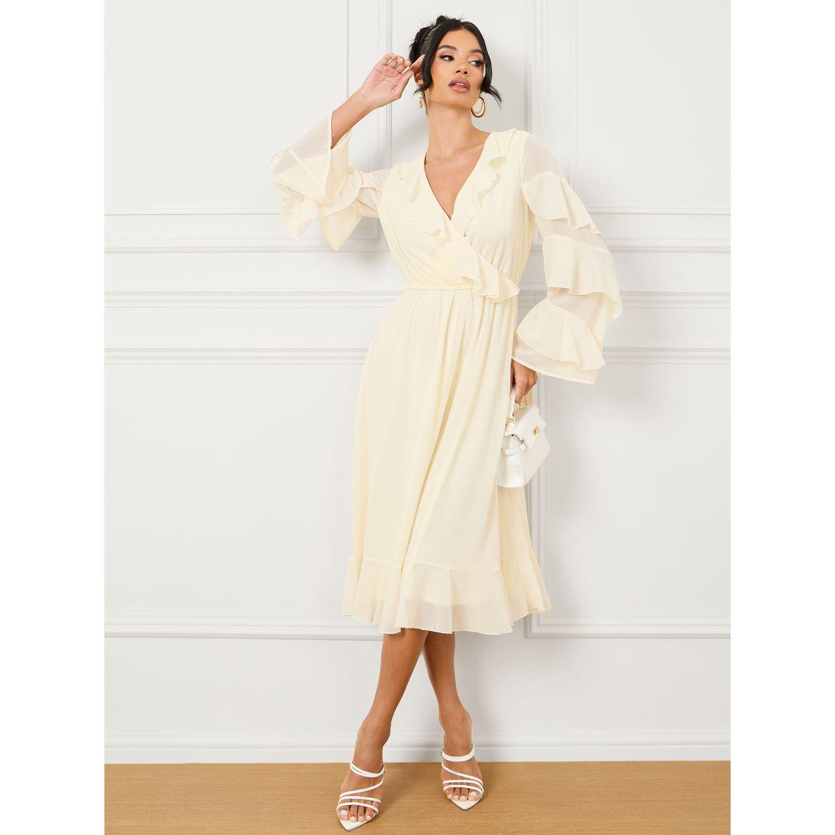 Styli Ruffle Sleeves A-Line Midi Dress-women-clothing-dresses-image-1