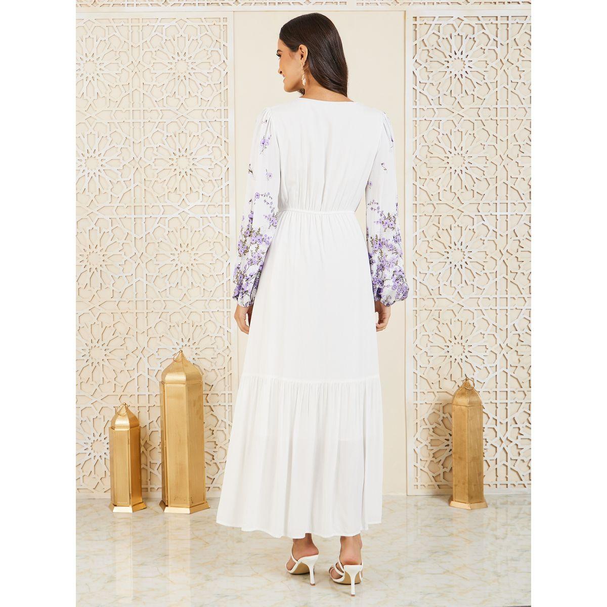فستان طويل بكسرات مع ياقة بأربطة-women-clothing-dresses-image-4