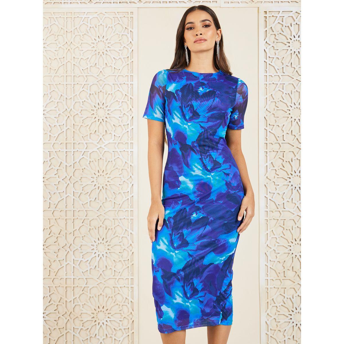 Styli Floral Print Bodycon Midi Dress-women-clothing-dresses-image-2